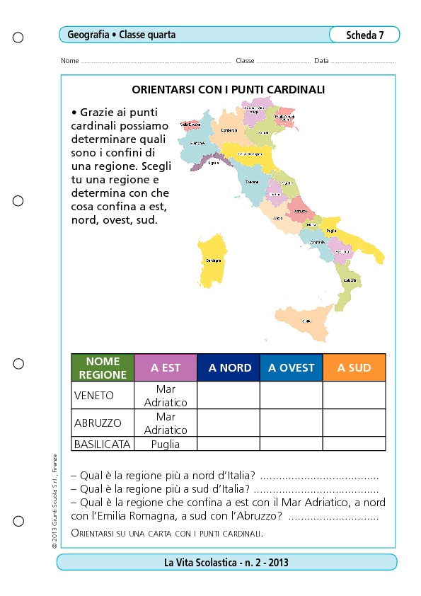 Orientarsi Con I Punti Cardinali Orientarsi Con I Punti Cardinali Giunti Scuola