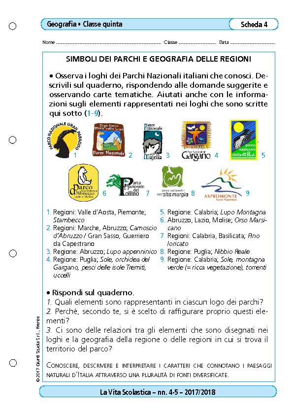 Simboli Dei Parchi E Geografia Della Regioni Simboli Dei Parchi E Geografia Della Regioni Giunti Scuola