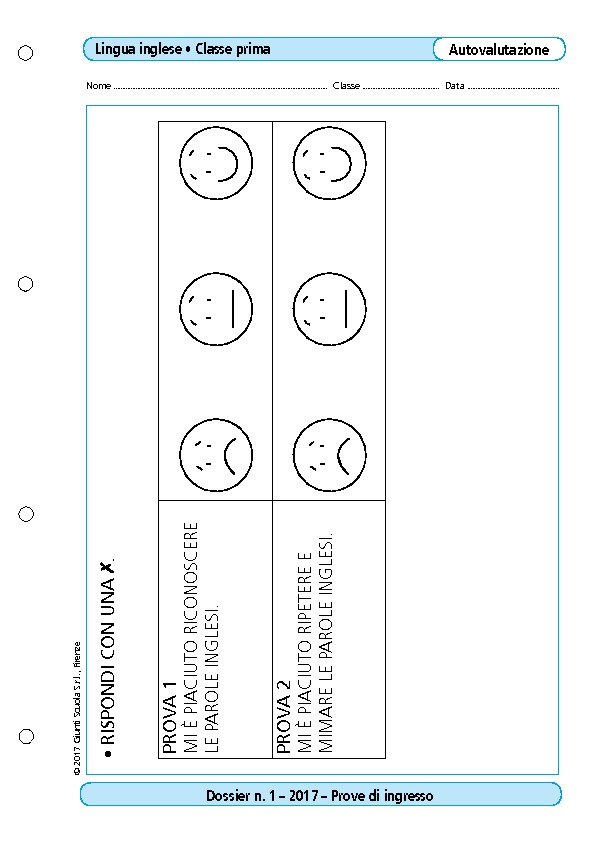 Schede Di Autovalutazione Lingua Inglese Classe 1 Schede Di Autovalutazione Lingua Inglese Classe 1 Giunti Scuola
