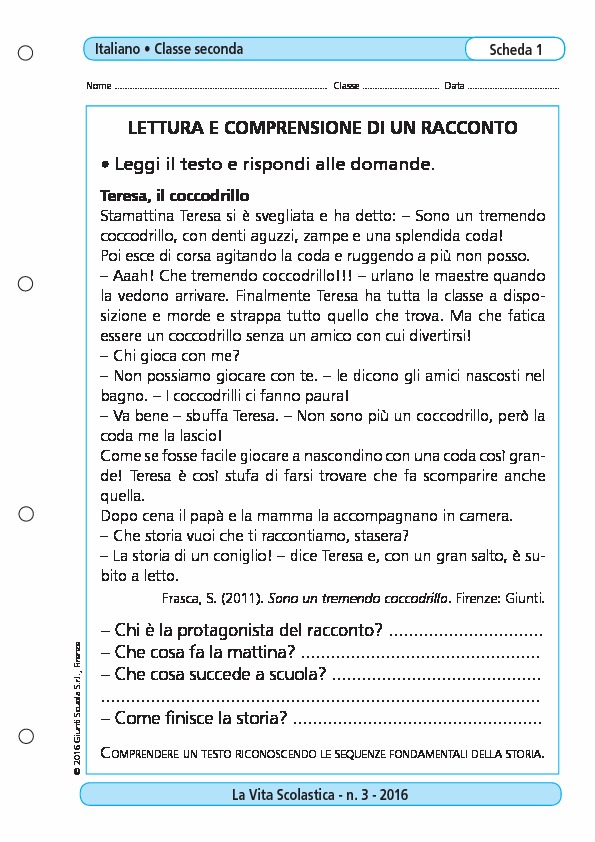 Lettura E Comprensione Di Un Racconto Lettura E Comprensione Di Un Racconto Giunti Scuola