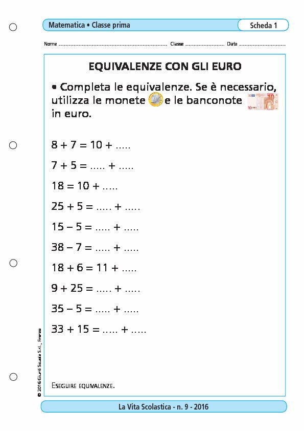 Equivalenze Con Gli Euro Equivalenze Con Gli Euro Giunti Scuola