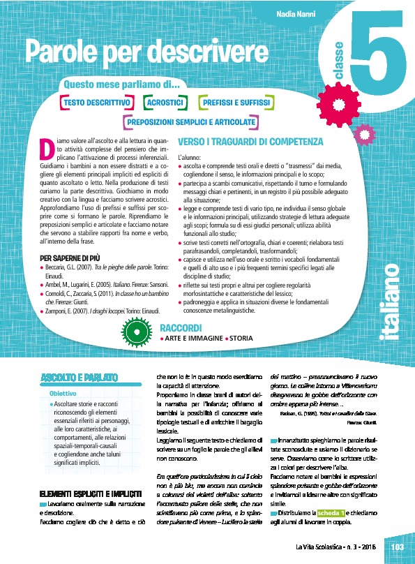 Parole Per Descrivere Parole Per Descrivere Giunti Scuola