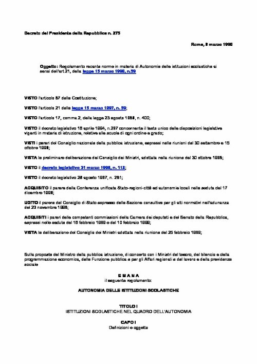 01. D.P.R. 275/99 | Giunti Scuola 01. D.P.R. 275/99 | Giunti Scuola