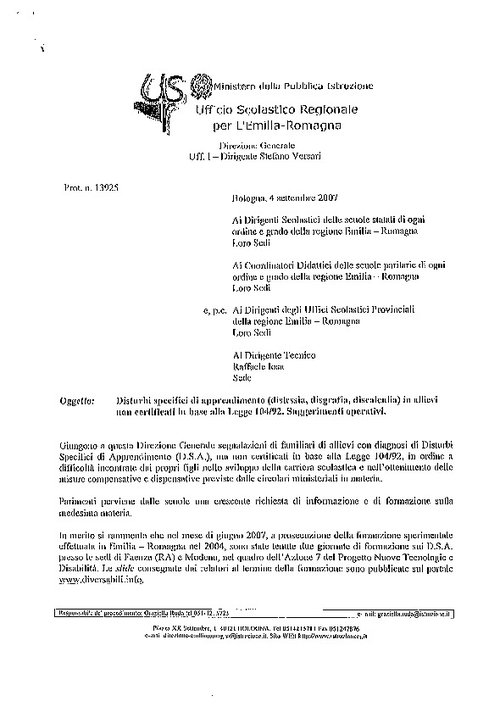 04. USR Emilia-Romagna - Disturbi specifici di apprendimento in allievi non certificati in base alla Legge 104/92 - Suggerimenti operativi [2007] | Giunti Scuola