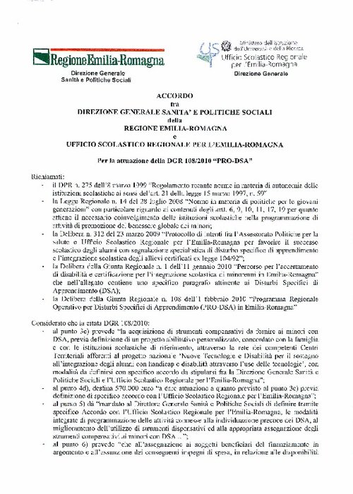 07. USR Emilia-Romagna - Disturbi Specifici di Apprendimento (DSA) - Accordo 11 agosto 2010 | Giunti Scuola 07. USR Emilia-Romagna - Disturbi Specifici di Apprendimento (DSA) - Accordo 11 agosto 2010 | Giunti Scuola