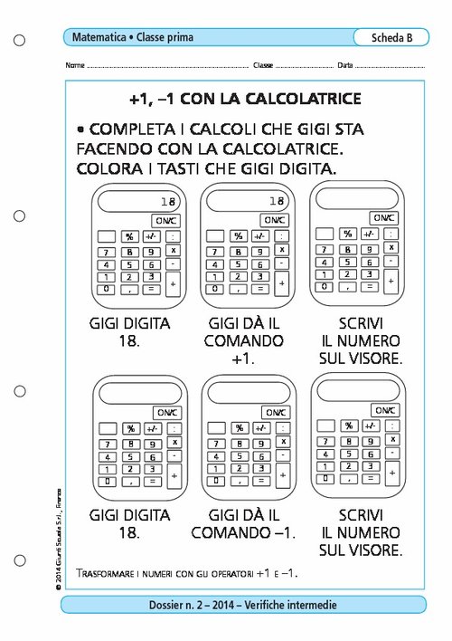 +1, –1 con la calcolatrice | Giunti Scuola +1, –1 con la calcolatrice | Giunti Scuola