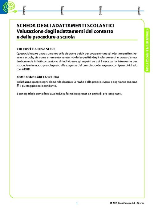 1. Scheda degli adattamenti scolastici | Giunti Scuola 1. Scheda degli adattamenti scolastici | Giunti Scuola