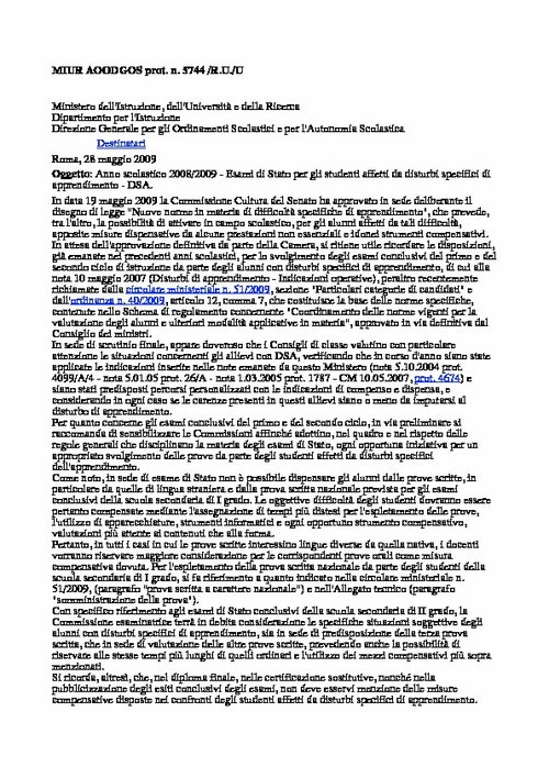 15. Nota MIUR n. 5744 del 28 maggio 2009 | Giunti Scuola 15. Nota MIUR n. 5744 del 28 maggio 2009 | Giunti Scuola