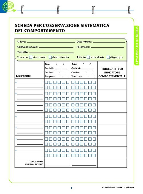 2. Scheda per l’osservazione sistematica del comportamento | Giunti Scuola