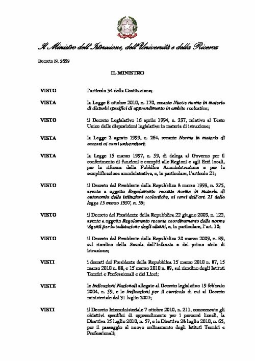 20. Decreto Ministeriale 12 luglio 2011, n. 5669 | Giunti Scuola 20. Decreto Ministeriale 12 luglio 2011, n. 5669 | Giunti Scuola