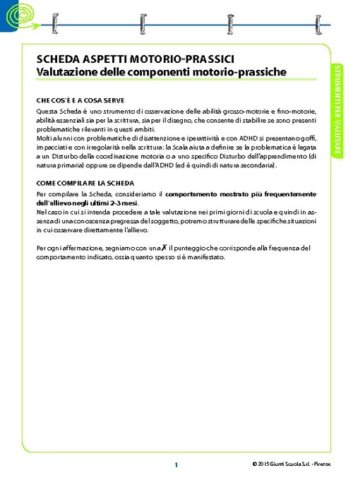 3. Scheda Aspetti motorio-prassici | Giunti Scuola 3. Scheda Aspetti motorio-prassici | Giunti Scuola