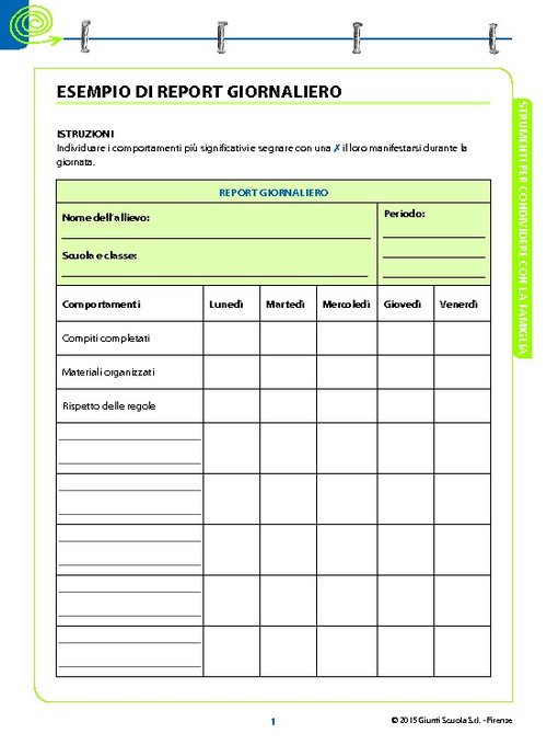 4. Esempio di report giornaliero | Giunti Scuola