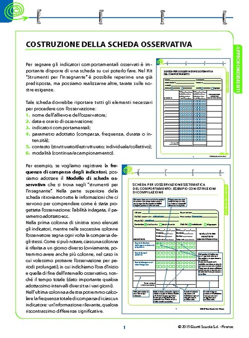7. Costruzione della scheda osservativa | Giunti Scuola 7. Costruzione della scheda osservativa | Giunti Scuola