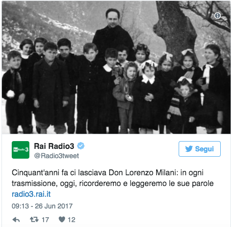 A Rai Radio 3 le parole di Don Milani per tutto il giorno | Giunti Scuola A Rai Radio 3 le parole di Don Milani per tutto il giorno | Giunti Scuola