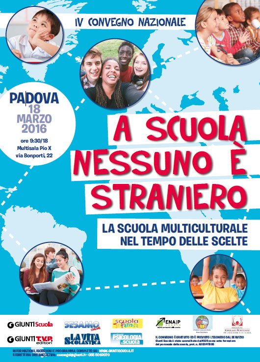 A scuola nessuno è straniero. Il convegno gratuito di "Sesamo" il 18 marzo a Padova | Giunti Scuola A scuola nessuno è straniero. Il convegno gratuito di "Sesamo" il 18 marzo a Padova | Giunti Scuola