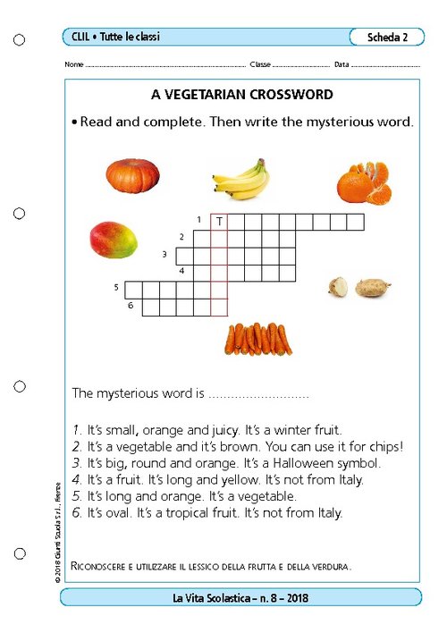 A vegetarian crossword | Giunti Scuola