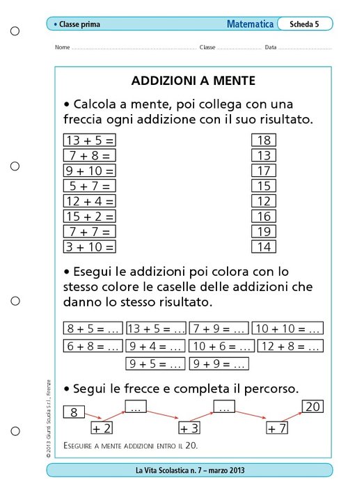 Addizioni a mente | Giunti Scuola Addizioni a mente | Giunti Scuola
