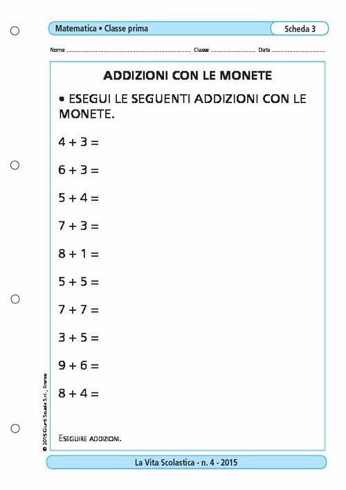 Addizioni con le monete | Giunti Scuola Addizioni con le monete | Giunti Scuola
