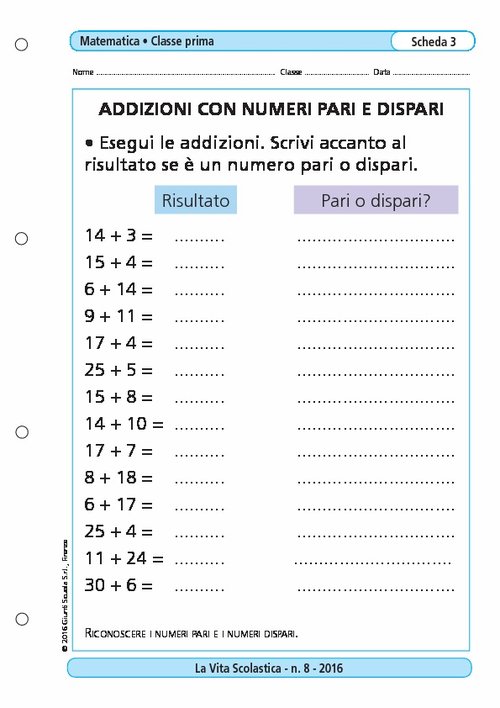 Addizioni con numeri pari e dispari | Giunti Scuola Addizioni con numeri pari e dispari | Giunti Scuola