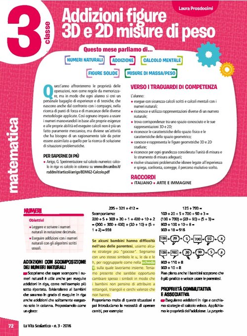 Addizioni, figure 3D e 2D, misure di peso | Giunti Scuola Addizioni, figure 3D e 2D, misure di peso | Giunti Scuola