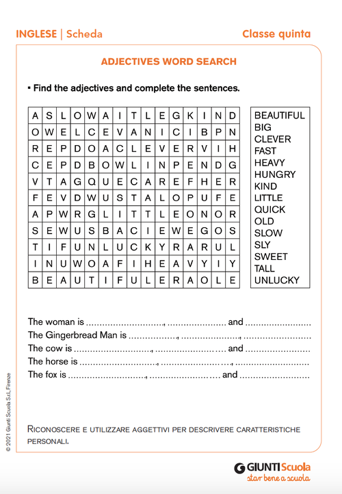 Adjective word search | Giunti Scuola Adjective word search | Giunti Scuola