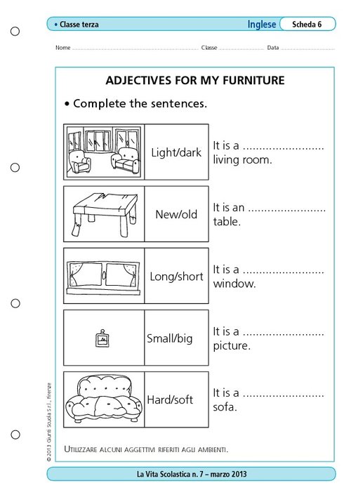 Adjectives for my forniture | Giunti Scuola Adjectives for my forniture | Giunti Scuola