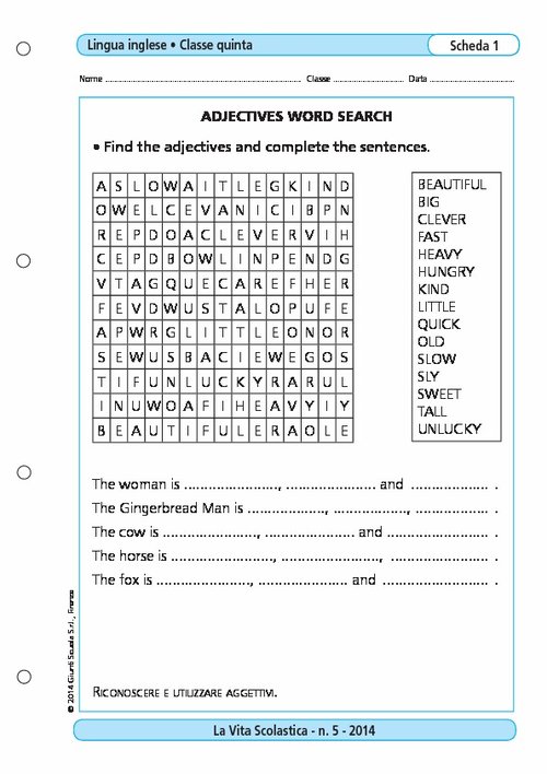 Adjectives word search | Giunti Scuola Adjectives word search | Giunti Scuola