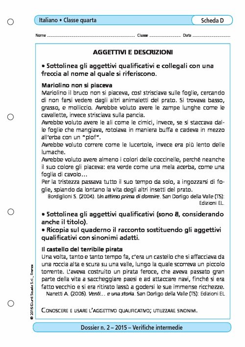 Aggettivi e descrizioni | Giunti Scuola Aggettivi e descrizioni | Giunti Scuola