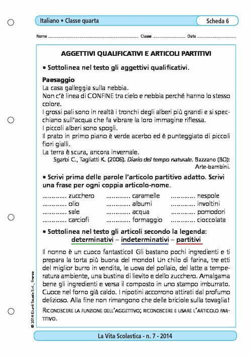 Aggettivi qualificativi e articoli partitivi | Giunti Scuola Aggettivi qualificativi e articoli partitivi | Giunti Scuola