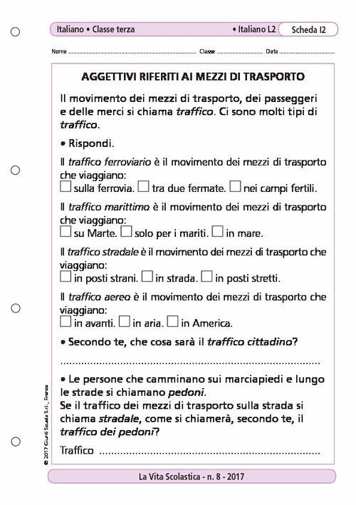 Aggettivi riferiti ai mezzi di trasporto | Giunti Scuola Aggettivi riferiti ai mezzi di trasporto | Giunti Scuola