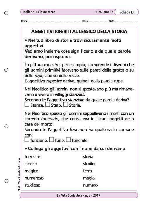 Aggettivi riferiti al lessico della storia | Giunti Scuola Aggettivi riferiti al lessico della storia | Giunti Scuola