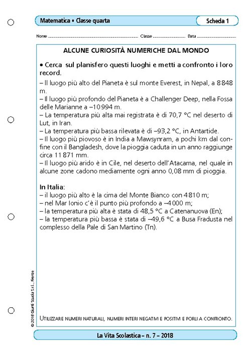 Alcune curiosità numeriche dal mondo | Giunti Scuola Alcune curiosità numeriche dal mondo | Giunti Scuola
