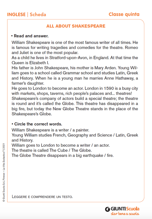 All about Shakespeare | Giunti Scuola