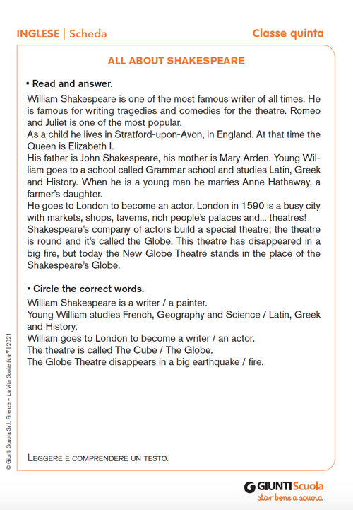 All about Shakespeare | Giunti Scuola All about Shakespeare | Giunti Scuola