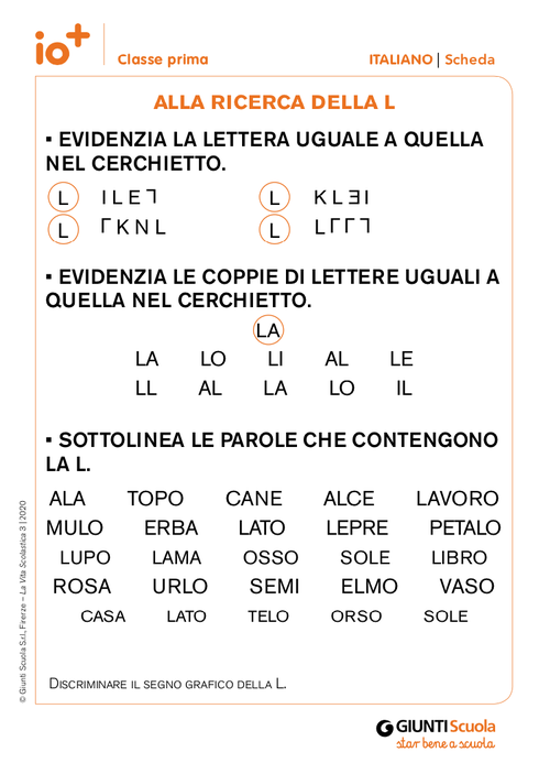 Alla ricerca della L | Giunti Scuola Alla ricerca della L | Giunti Scuola