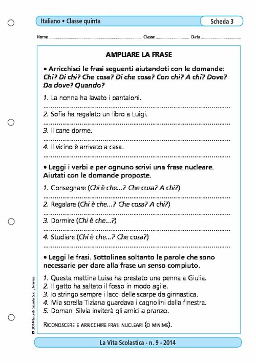 Ampliare la frase | Giunti Scuola Ampliare la frase | Giunti Scuola