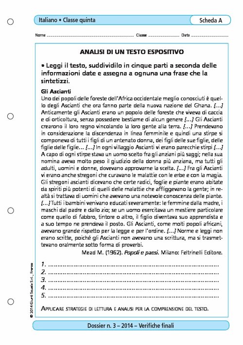 Analisi di un testo espositivo | Giunti Scuola Analisi di un testo espositivo | Giunti Scuola