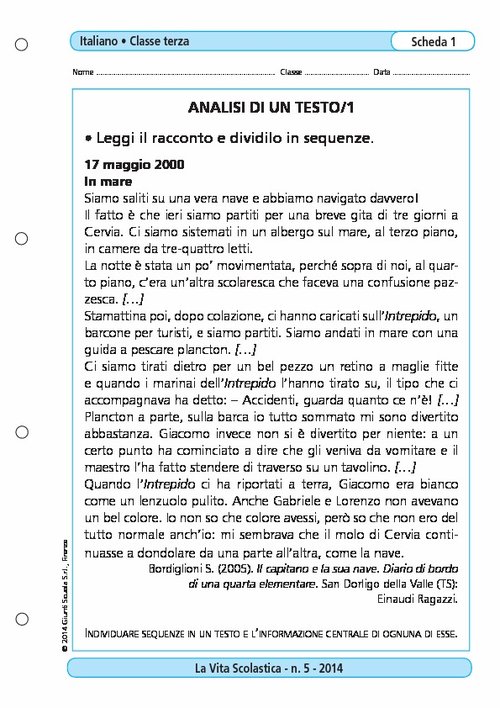 Analisi di un testo/1 | Giunti Scuola Analisi di un testo/1 | Giunti Scuola