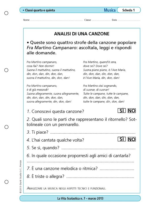 Analisi di una canzone | Giunti Scuola Analisi di una canzone | Giunti Scuola