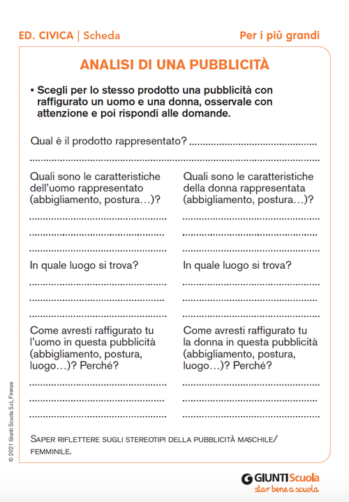 Analisi di una pubblicità | Giunti Scuola