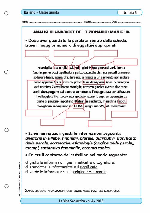 Analisi di una voce del dizionario: maniglia - Analisi di una voce del  dizionario: maniglia