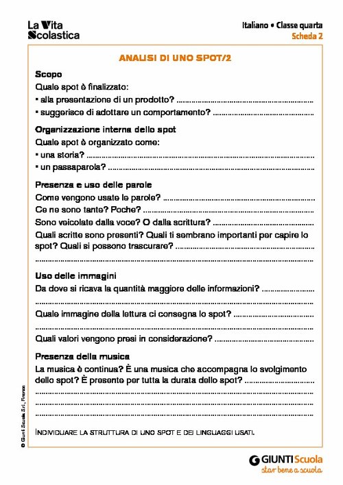 Analisi di uno spot/2 | Giunti Scuola Analisi di uno spot/2 | Giunti Scuola