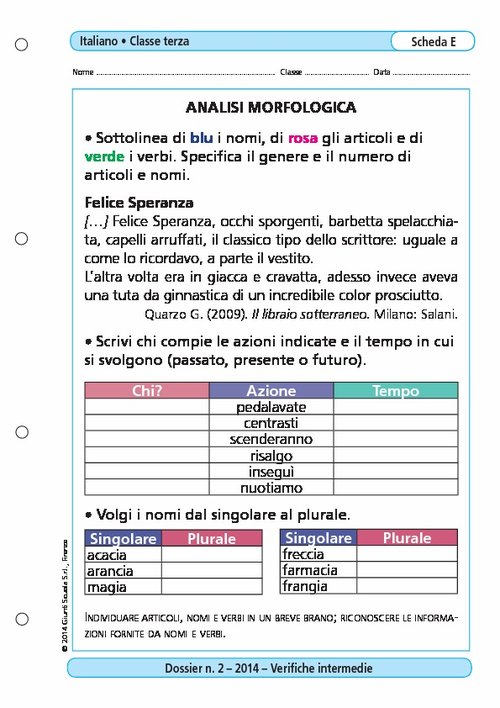 Analisi morfologica | Giunti Scuola Analisi morfologica | Giunti Scuola