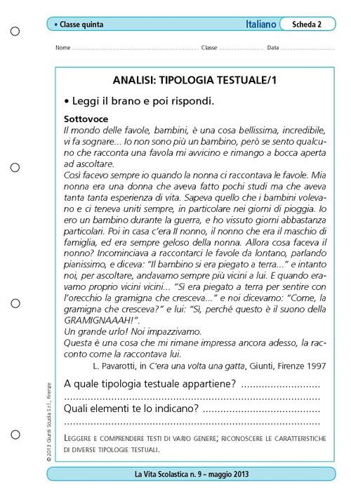 Analisi: tipologia testuale/1 | Giunti Scuola Analisi: tipologia testuale/1 | Giunti Scuola