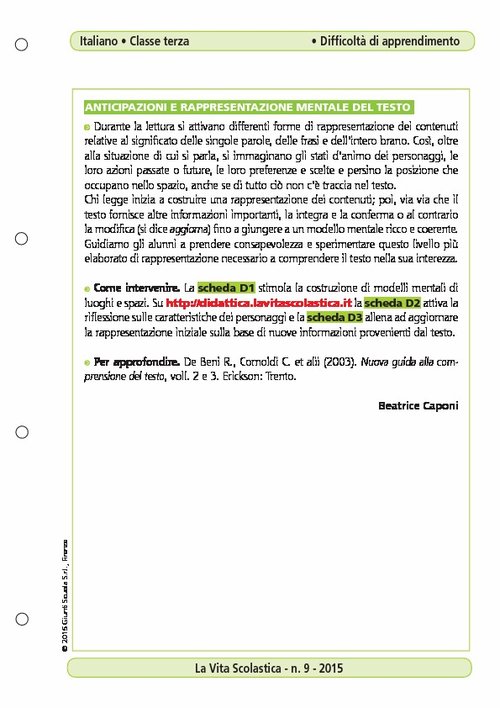 Anticipazioni e rappresentazione mentale del testo | Giunti Scuola Anticipazioni e rappresentazione mentale del testo | Giunti Scuola
