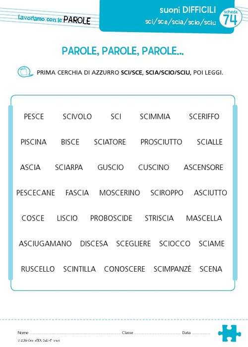 Area 1. Suoni difficili: sc (maiuscolo) | Giunti Scuola Area 1. Suoni difficili: sc (maiuscolo) | Giunti Scuola