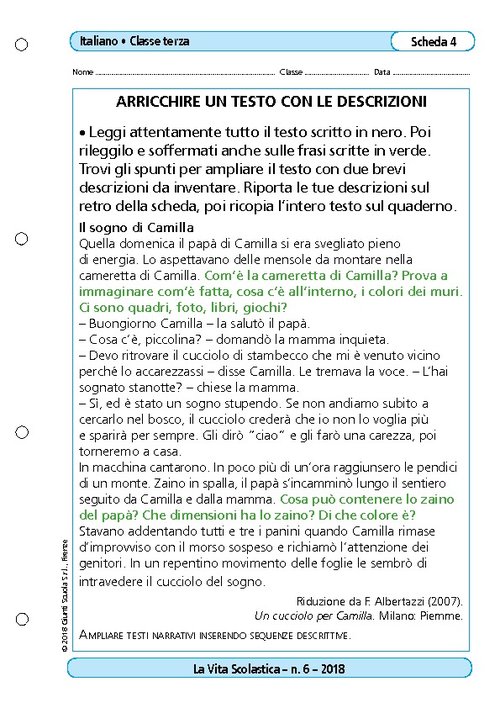Arricchire un testo con le descrizioni | Giunti Scuola Arricchire un testo con le descrizioni | Giunti Scuola