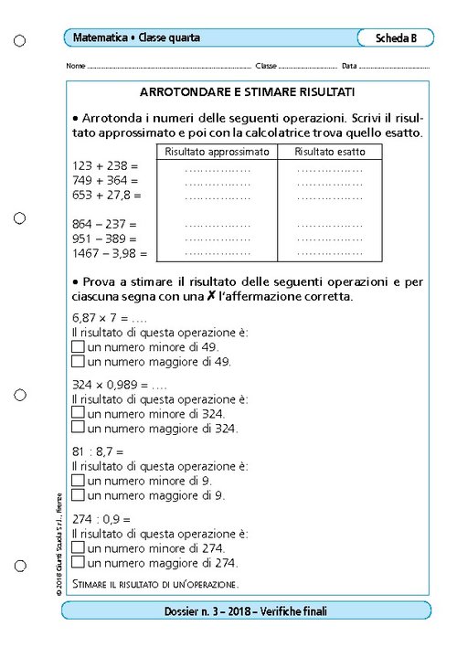 Arrotondare e stimare risultati | Giunti Scuola Arrotondare e stimare risultati | Giunti Scuola