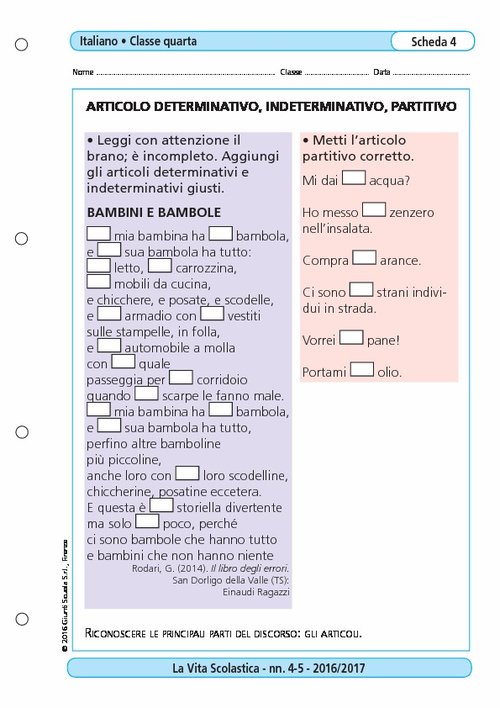 Articolo determinativo, indeterminativo, partitivo | Giunti Scuola Articolo determinativo, indeterminativo, partitivo | Giunti Scuola