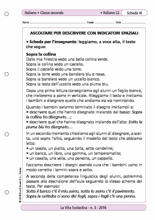 Ascoltare per descrivere con indicatori spaziali | Giunti Scuola